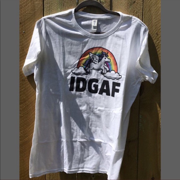 Delta Soft Tops - + IDGAF ✋️ WOMENS white cotton tshirt NEW